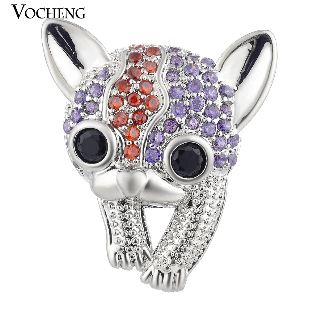 

10PCS/Lot Baby Tiger Vocheng Snap Charms with CZ Stone Interchangeable Luxury Animals Brass Material 4 Colors 18mm Vn-1696*10