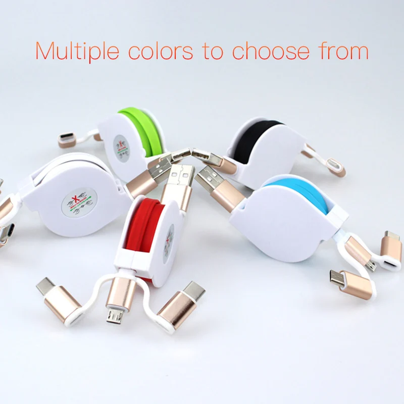 3 в 1 Выдвижной Micro USB кабель мульти Тип C зарядный шнур Быстрая зарядка для iPhone6 7 8 X