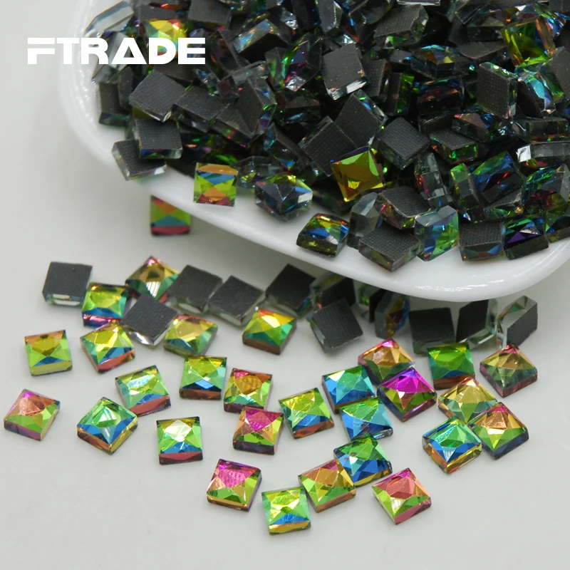 Более блестящие квадратные радужные стразы для платьев невесты 110 шт./лот 6x6 мм с