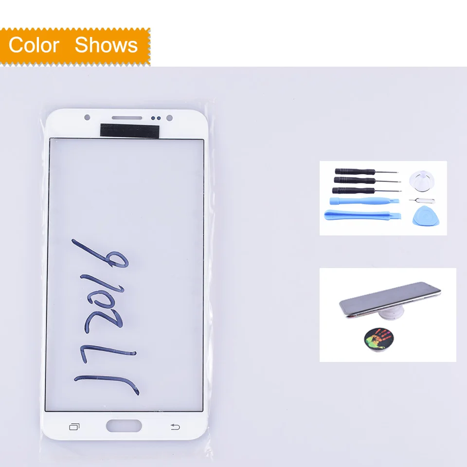 Для Samsung Galaxy J7 J710 J710F J710FN сенсорный экран панель ЖК передняя внешняя стеклянная Замена объектива J710 - Цвет: white with gift
