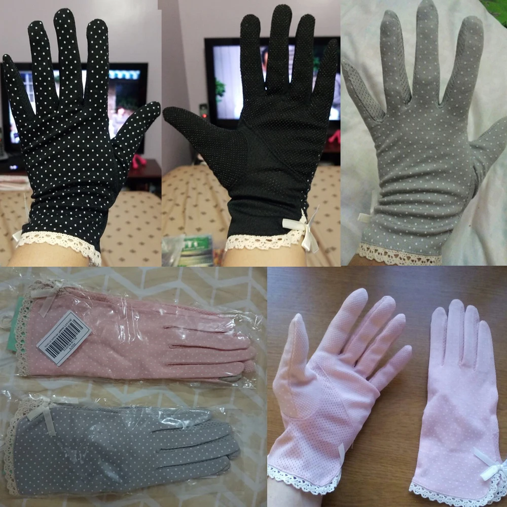 Перчатки для защиты от солнца, хлопковые летние перчатки для женщин, женские тонкие перчатки для вождения, противоскользящие