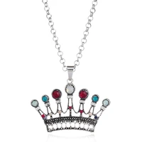 miara l fashion jewerly retro crown necklace and simple chain necklace ethic styles chain