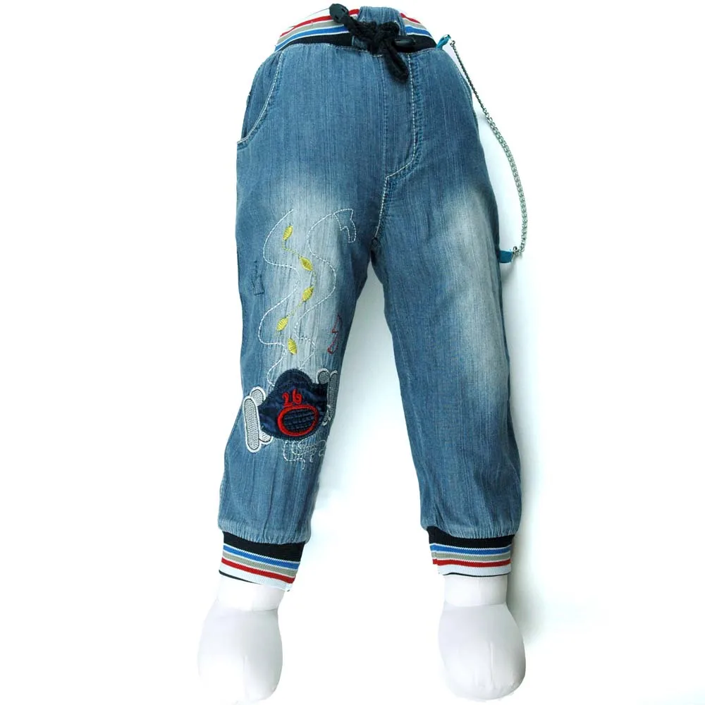 

Boys Denim 12M-5Y Children trousers numbers Embroidery Jeans Slacks stainless chain child Spring Autumn MH0657