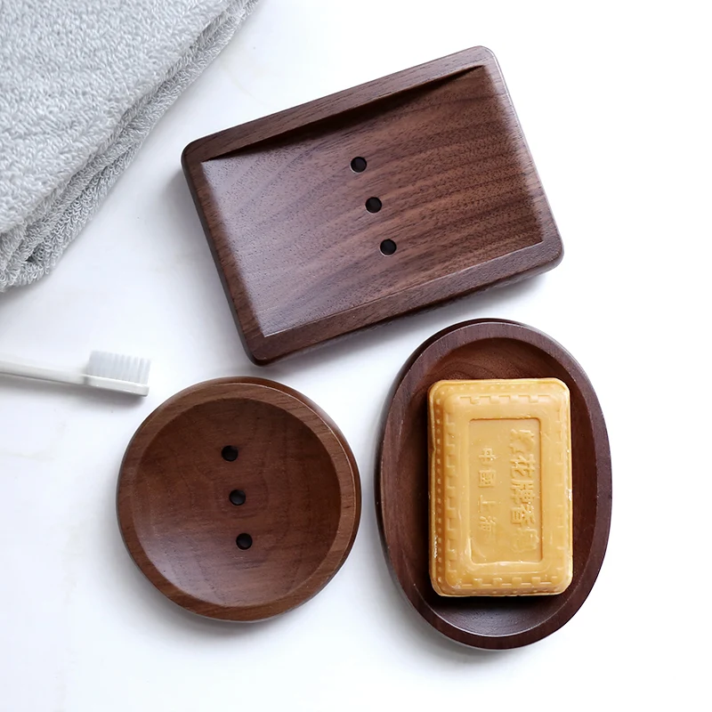 creative black walnut wood soap box bathroom manual drain rack lw1229258 | Обустройство дома