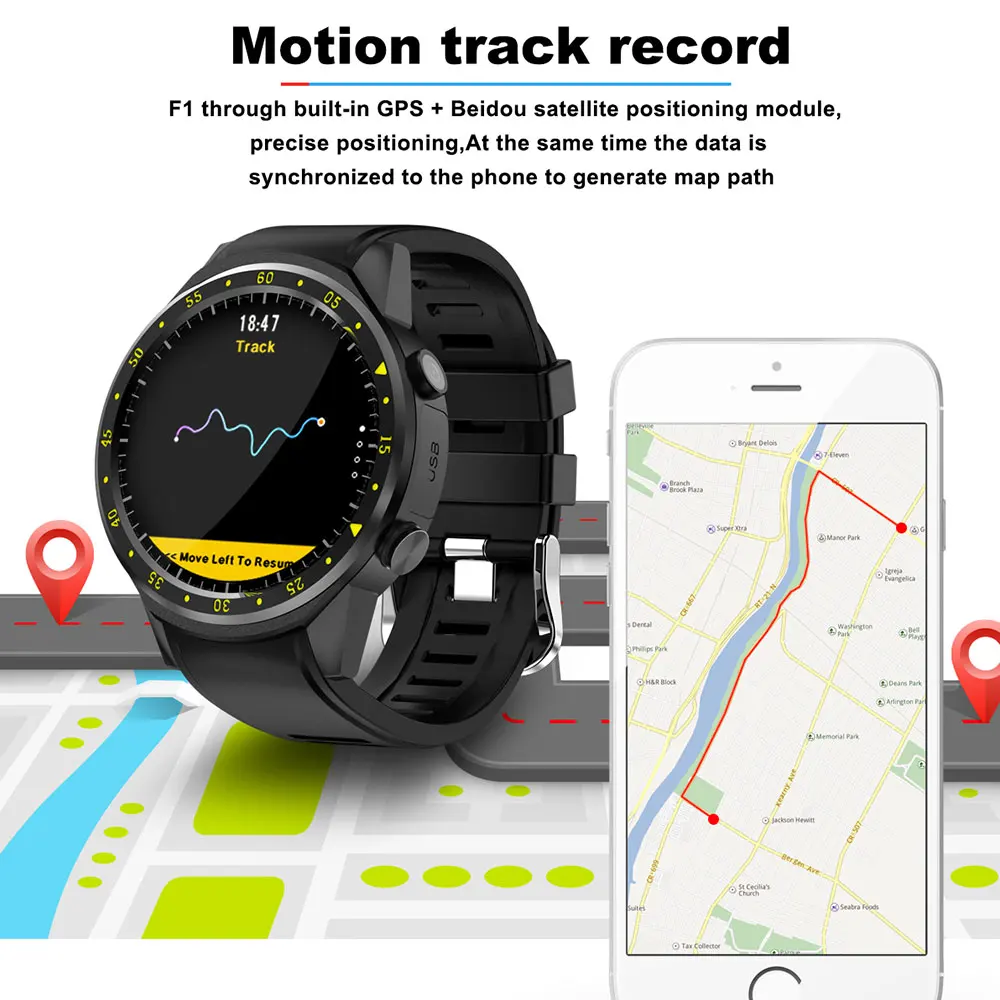 Мужские смарт-часы F1 с GPS спортивной камерой Bluetooth звонками SMS пульсометром