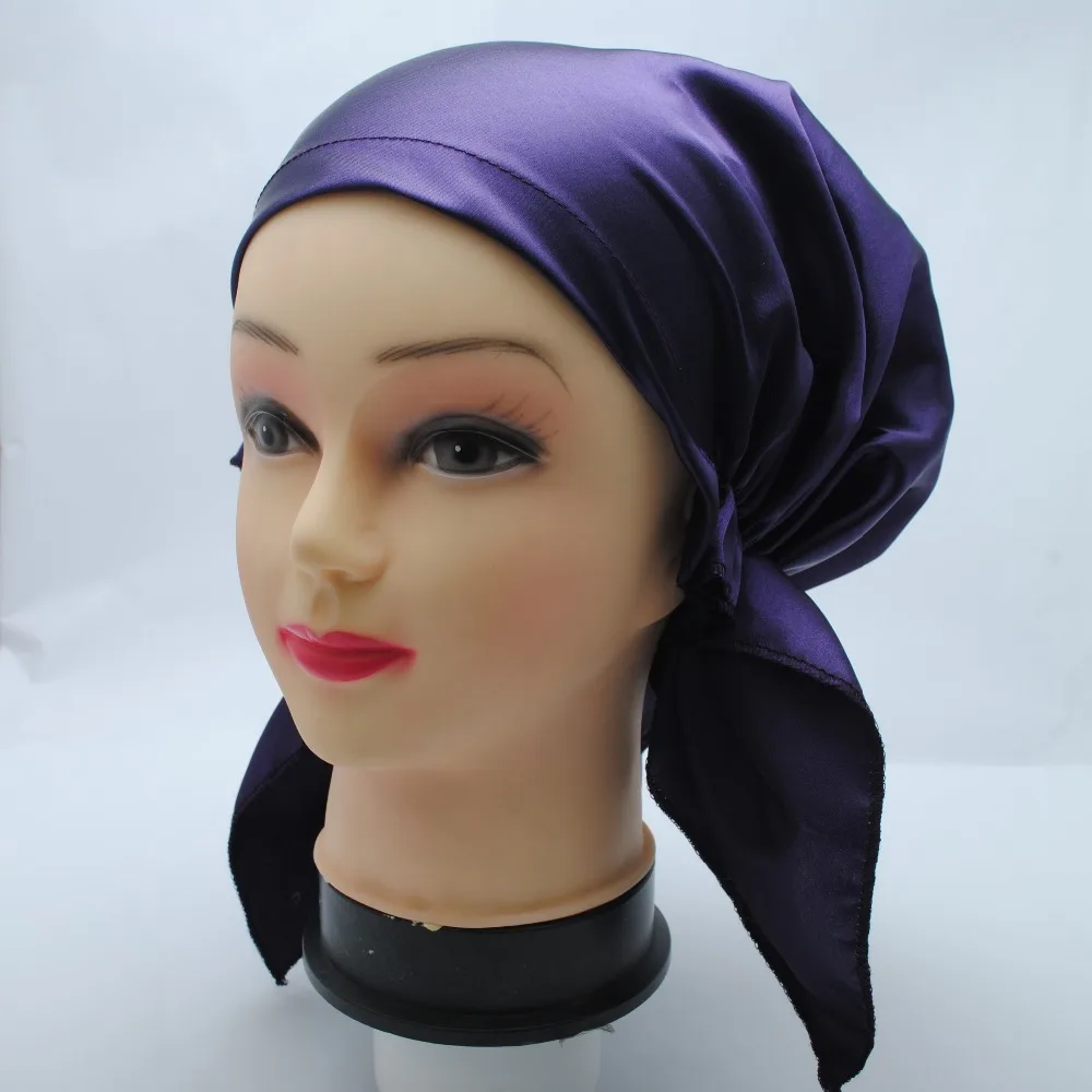 Модная шелковистая 100% Полиэстеровая атласная Кепка для ночного сна ночная кепка