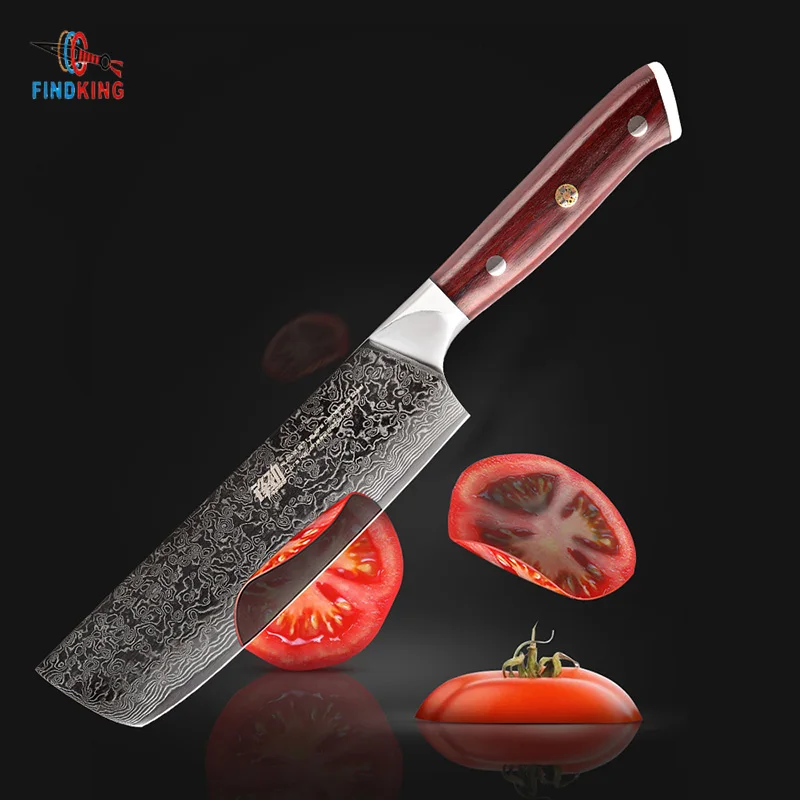 FINDKING AUS-10 Damascus Steel Rosewood Handle Damascus Knife 6.5 inch chef knife 67 layers nakiri Cleaver