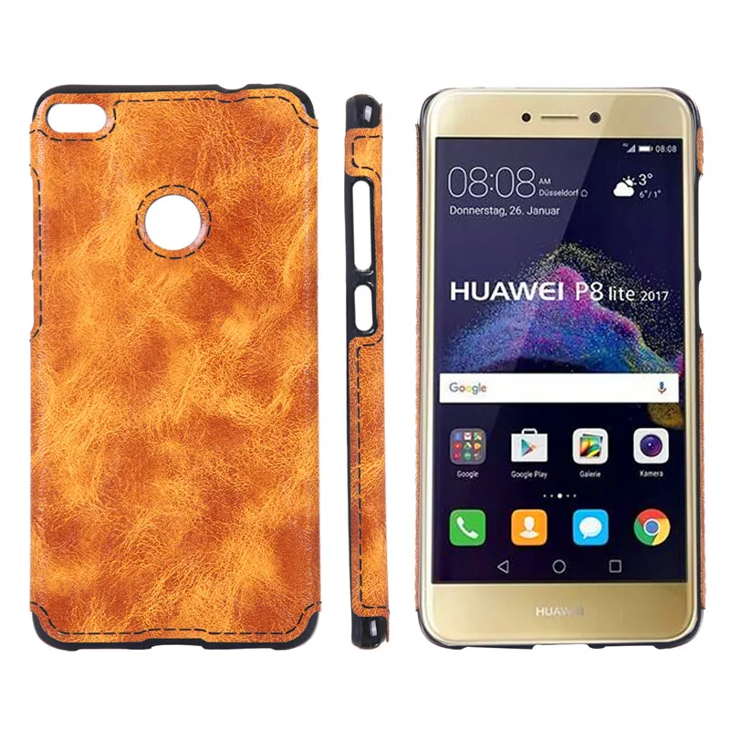 Huawei P8 Lite 2017 Case Colored Crazy Horse TPU+PC Leather Surface Soft Back Cover for Honor 8 |