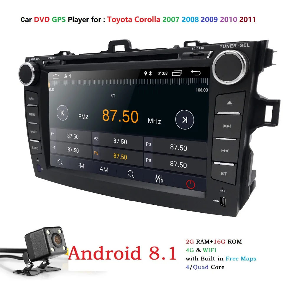 Hizpo Android 8 1 DVD плеер автомобиля для Toyota Corolla 2007 2011 с 4 ядра 2 г + 16 авто радио