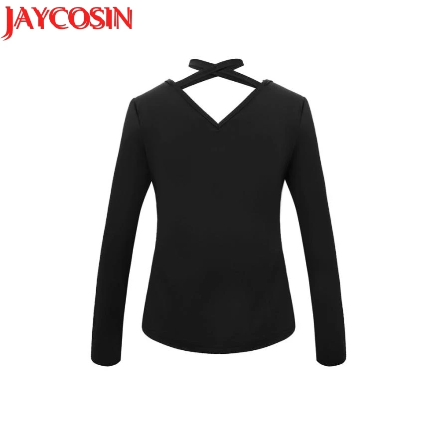 Женская футболка с V-образным вырезом и длинным рукавом | одежда