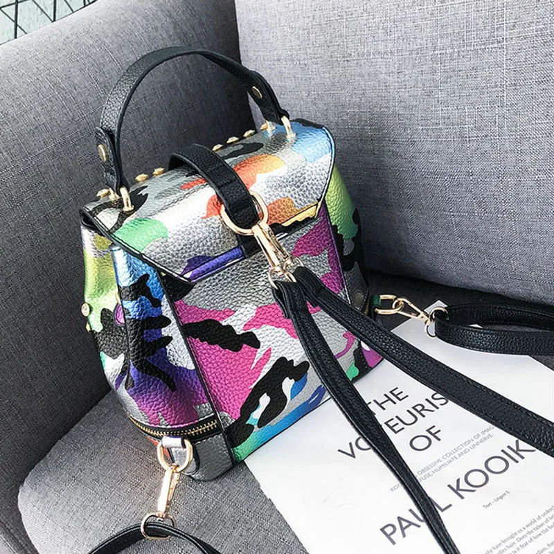 Женский камуфляжный рюкзак из искусственной кожи с бриллиантами