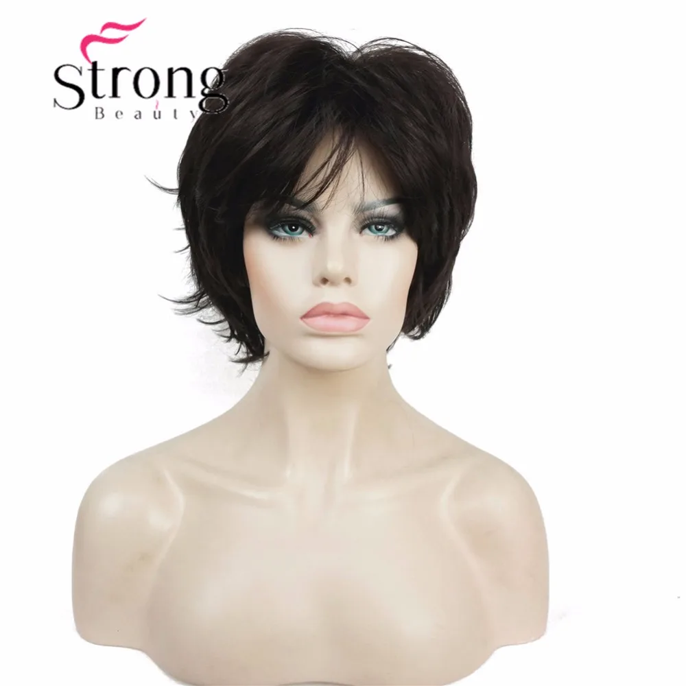 StrongBeauty короткий слоистый лохматый медный красный полный синтетический парик женские парики выбор цвета