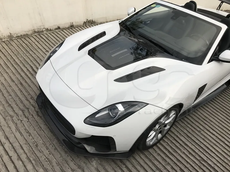 Hood w Plexiglass Частично углеродное волокно тела комплект подходит для Jaguar F-type iMP производительность переднего бампера средняя кромки крыла Спойлер, диффузор - Цвет: Hood w Plexiglass