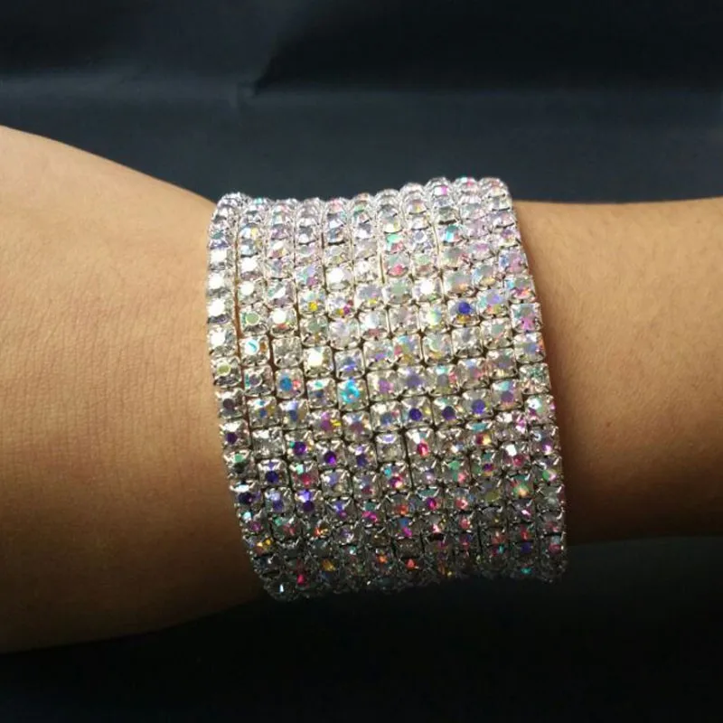 TDQUEEN браслеты с серебряным покрытием Pulseiras браслет Кристалл Стразы многорядные Спираль браслет для женщин