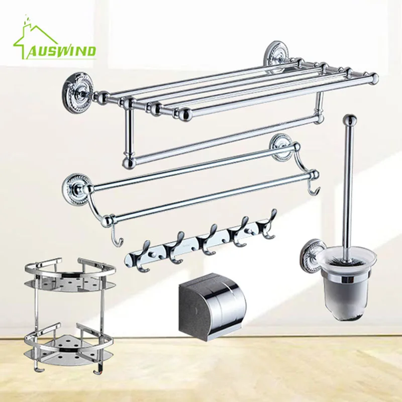 

Antique Brass Silver Bathroom Hardware sets Carved Base Polished Chrome Bathroom Products Mounting Bathroom Accessories tm3