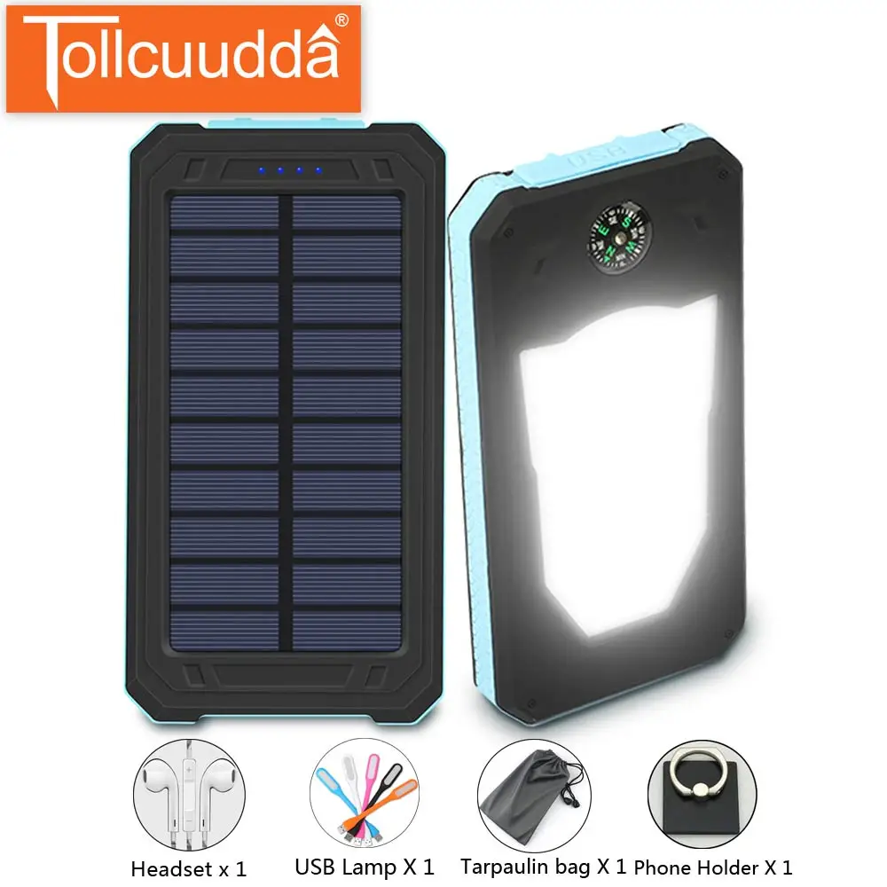 Tollcuudda 10000 mAh Солнечное Paverbank Зарядное устройство Портативный Мощность Pover Bank