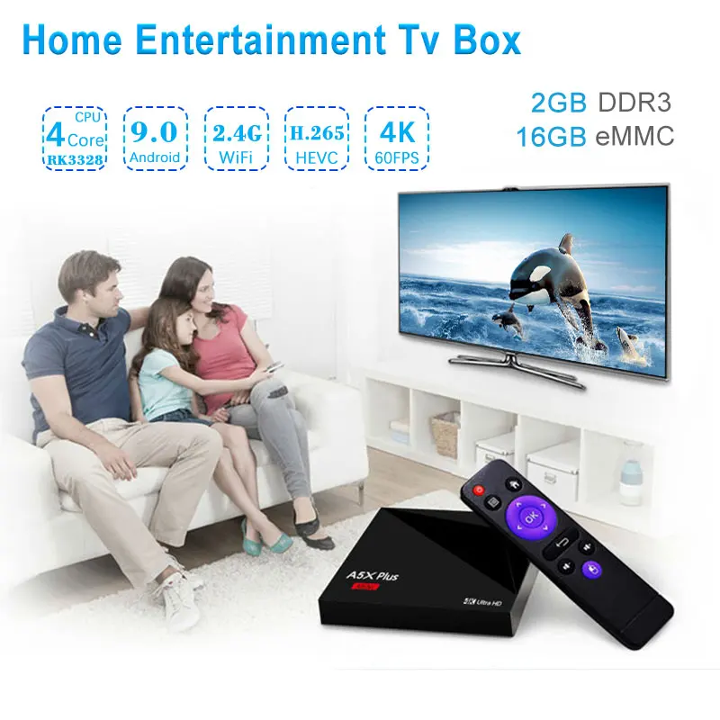 A5X PLUS Мини ТВ приставка Android 9 0 2 Гб 16 RK3328 Смарт с пентой ядро 4G WIFI 100 м LAN H.265 4K