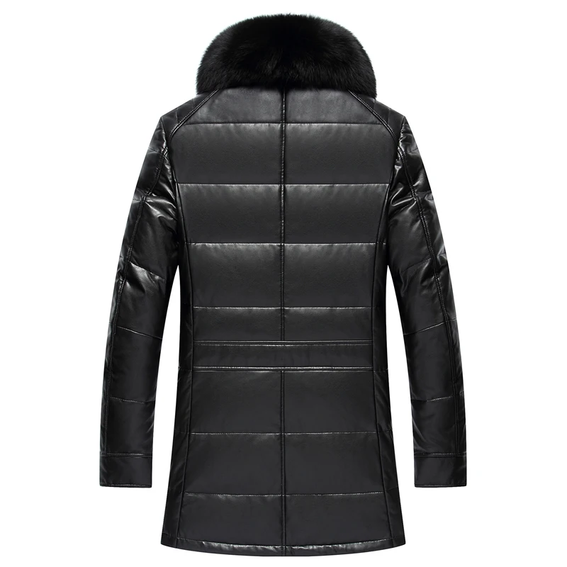 Новинка 2017 длинное пальто из искусственной кожи на утином пуху Мужское отличного