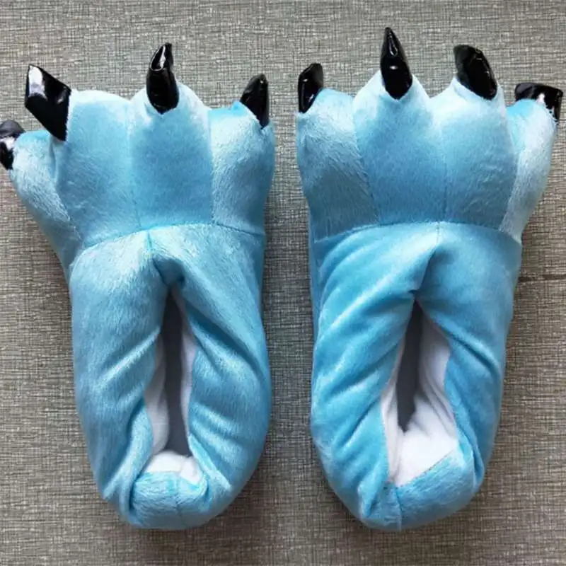 Sky blue Girseaby/ Зимние теплые мягкие домашние тапочки Для женщин Для мужчин; домашняя обувь с забавными животными Monster Claw; pantoufle; zapatos - Цвет: Sky blue