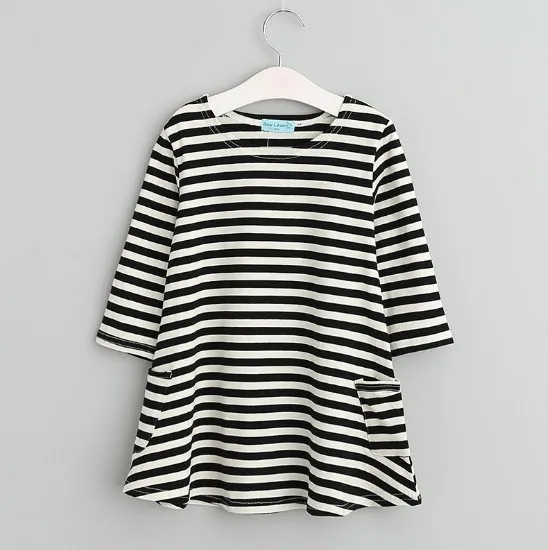 Girls Summer Dress Baby Girl Clothes Kids Dresses for Costume Striped Three Quarter Sleeve A-line dress Children Clothing | Детская