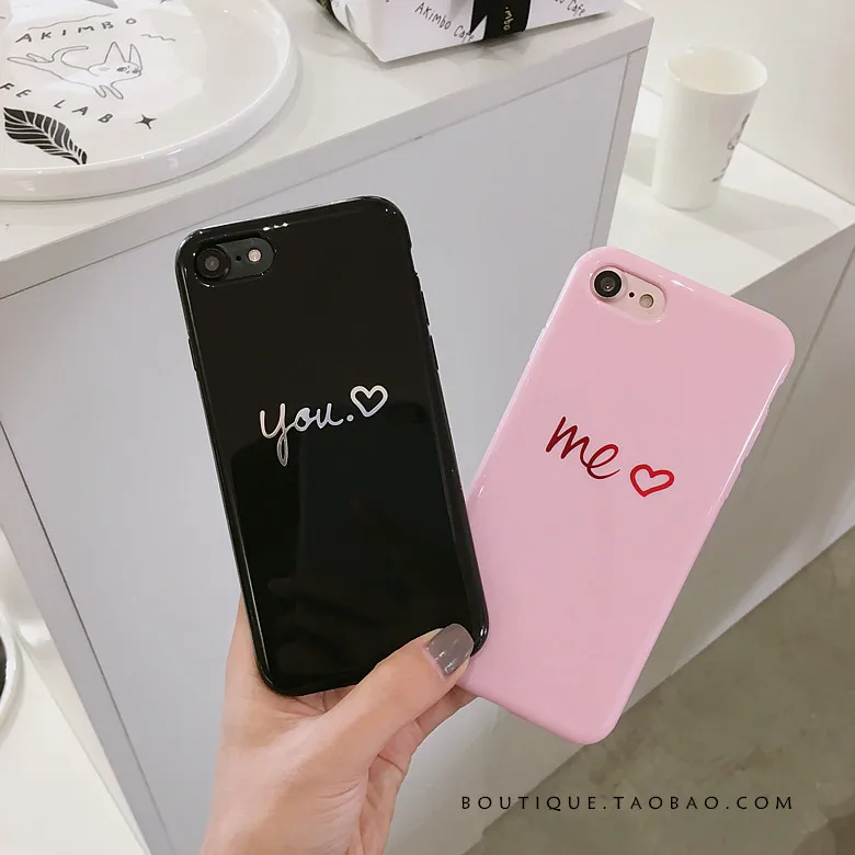 Lovely Heart Painted Phone Case For iphone 6 7 8 Fashion Couples Back Soft TPU Cover Cases 6s Plus |