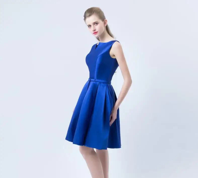 Royal Blue Vestidos de festa para senhoras casamento2019 Новое атласное сексуальное платье с v-образным вырезом трапециевидной формы, ярко-синее, бордовое, зеленое, цвета шампанского, платье подружки невесты - Цвет: Royal Blue