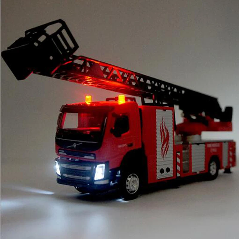 1:50 Alloy Ladder Truck Fire Engineering Vehicle Simulation Sound and Light Child Toy Free Shipping Birth Gift |