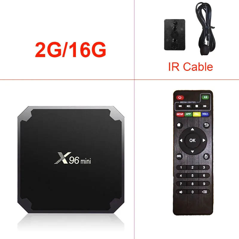 Смарт тв приставка Андроид 7.1.2 X96 mini smart tv box 8/16 Gb память, 4K ТВ Бокс 4K*2K четырехъядерный Amlogic S905W поддерживает 2.4WIFI+IR кабель - Цвет: 2G16G IR