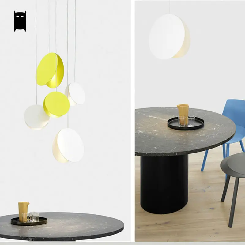 Желтый белый кофе Летающий кулон в форме диска светильник Современный арт деко