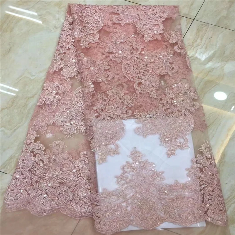 VILLIEA High Quality African Lace Fabric Latest Gold Color Mesh Nigerian Guipure With Sequins | Дом и сад