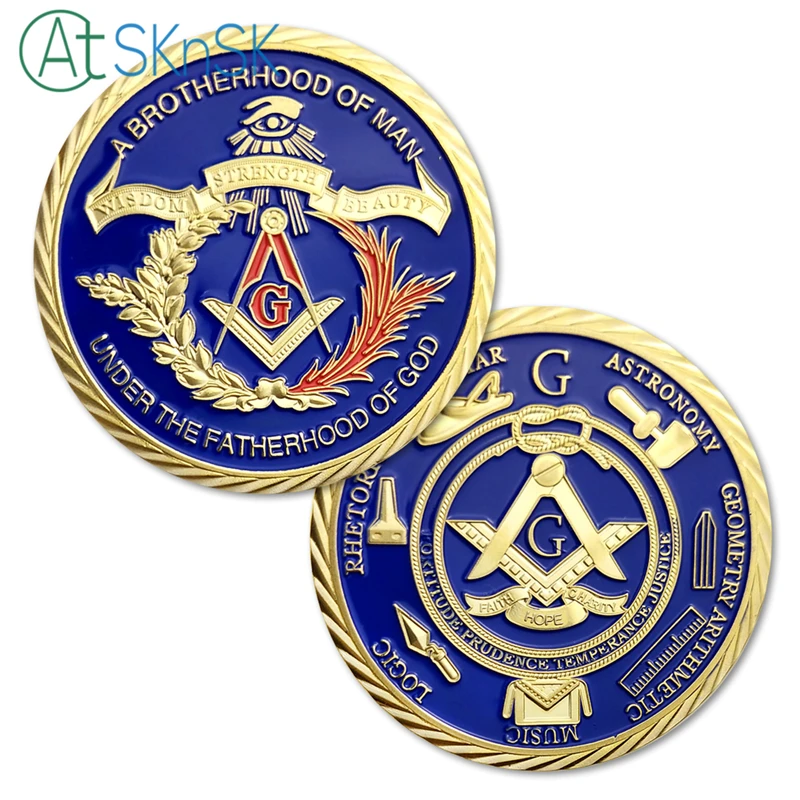 5 шт./лот цветные металлические поделки 1 унция 24 k позолоченные масонские медали