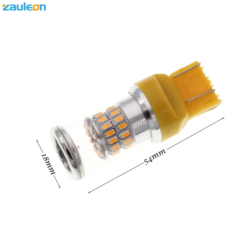 Zauleon 2pcs T20 7443 W21/5W 7440 WY21W с 48SMD 3014 желтый светодиодный светильник для сигнала
