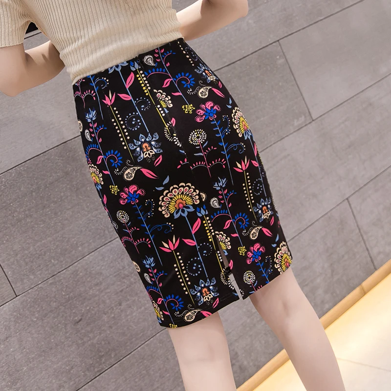 

New Print Skirts Womens 2019 Spring Summer High Waist Skirts Slim Short Style Package Hip Sexy Skirts Female