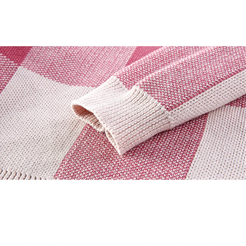 Новый осенний костюм в розовую клетку высокого качества женский свитер с круглым