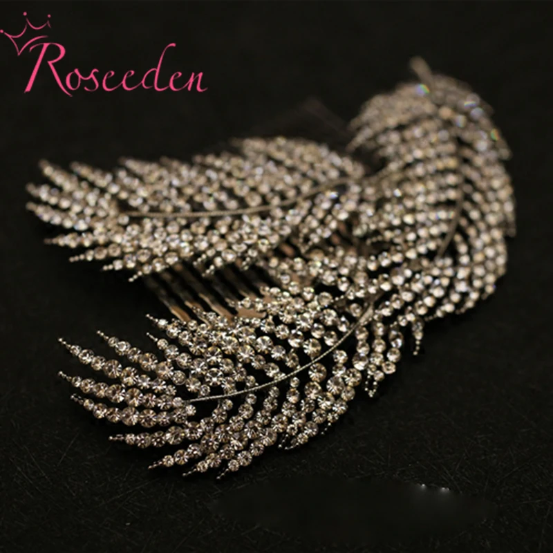

rhinestone alloy leaves women hair combs bridal drilling hairpins Wedding Hair Accessories Headwear Jewelry hair ornaments RE374