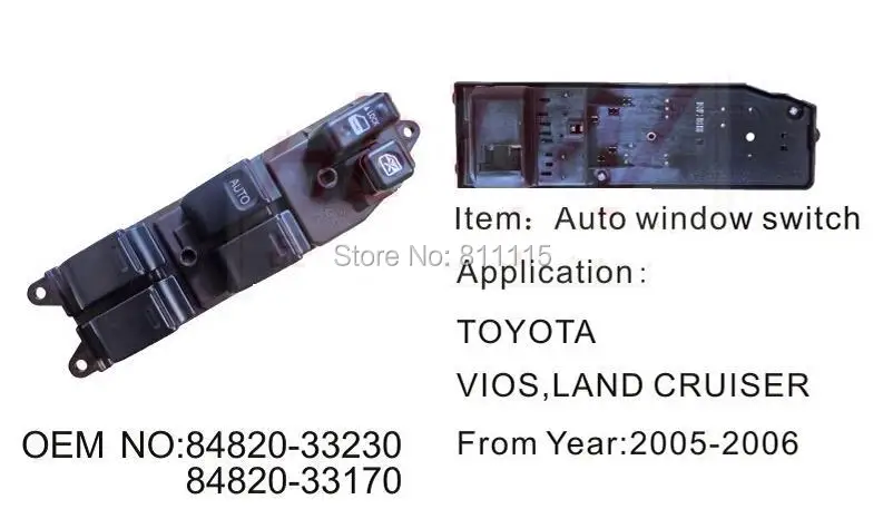 Переключатель Стеклоподъемника автомобиля 84820-33230 для Toyota Vios Land Cruiser 05-06