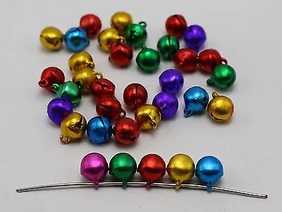 

100 Mixed Color Aluminum Christmas Jingle Bells Beads Charms 8mm Decoration DIY