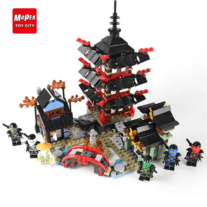 New Ninja Temple+Ninja Motorcycle DIY Building Block educational Toys for child gifts Compatible with legoing ninjagoes | Игрушки и