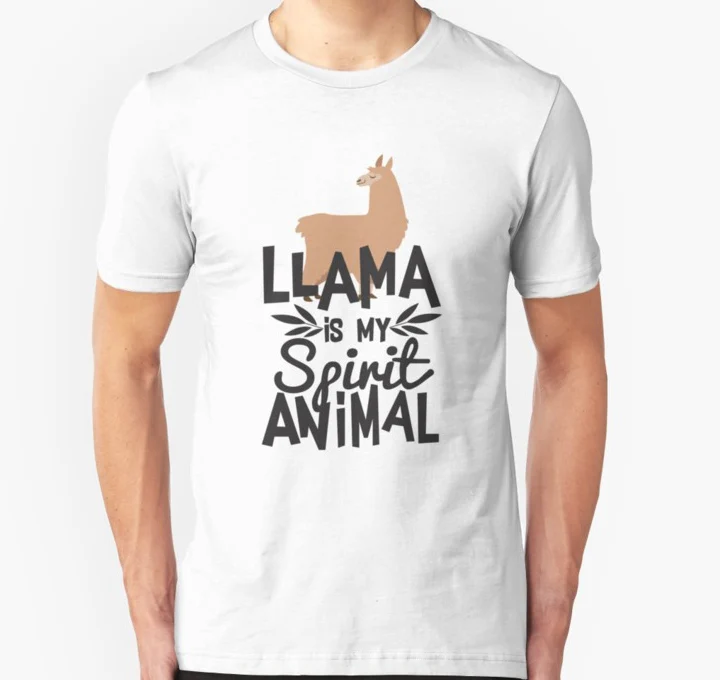 Мужская футболка с коротким рукавом Милая принтом Llama is My Spirit Animal забавная