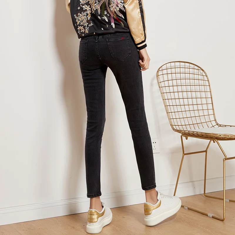 LEIJIJEANS Новое поступление весенние леггинсы размера плюс серые женские джинсы