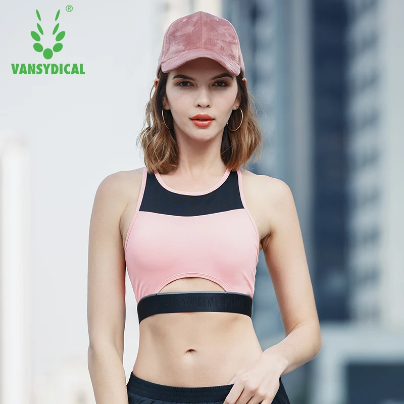 Женские спортивные топы Vansydical, сексуальные сетчатые бюстгальтеры для йоги, противоударное нижнее белье для бега и тренировок, дышащие топы для фитнеса