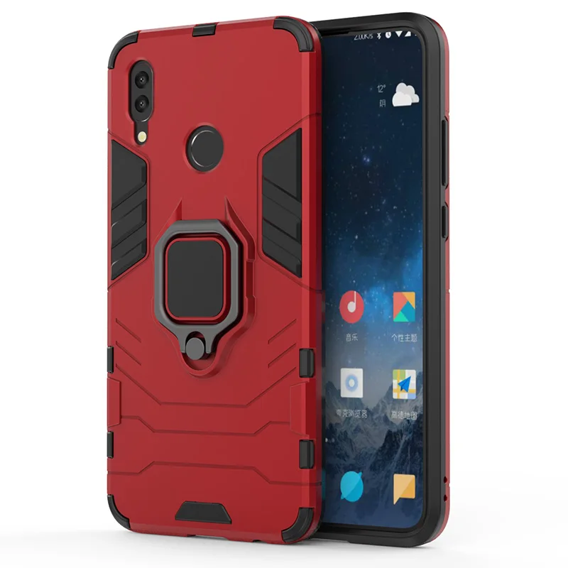 Leanonus PC+TPU Back Bracket Case For Huawei P Smart 2019 Cover Soft Ring Stand PC Bumper for Fundas Coque |