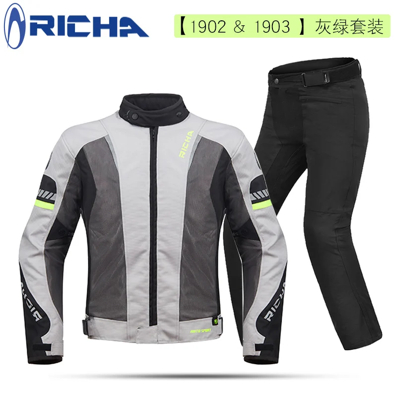 

RICHA Motorcycle Jacket Men Breathable Mesh Racing Protective Gear Removable Protector Retro Summer Moto Jacket Riding Clothing