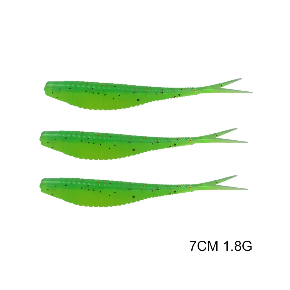 Green Hexakill 3 шт./лот 10 шт./лот 7 см 1,8g Мягкая приманка черви искусственные рыболовные приманки воблер для ловли карпа рыболовные снасти Шад силикона - Цвет: Green