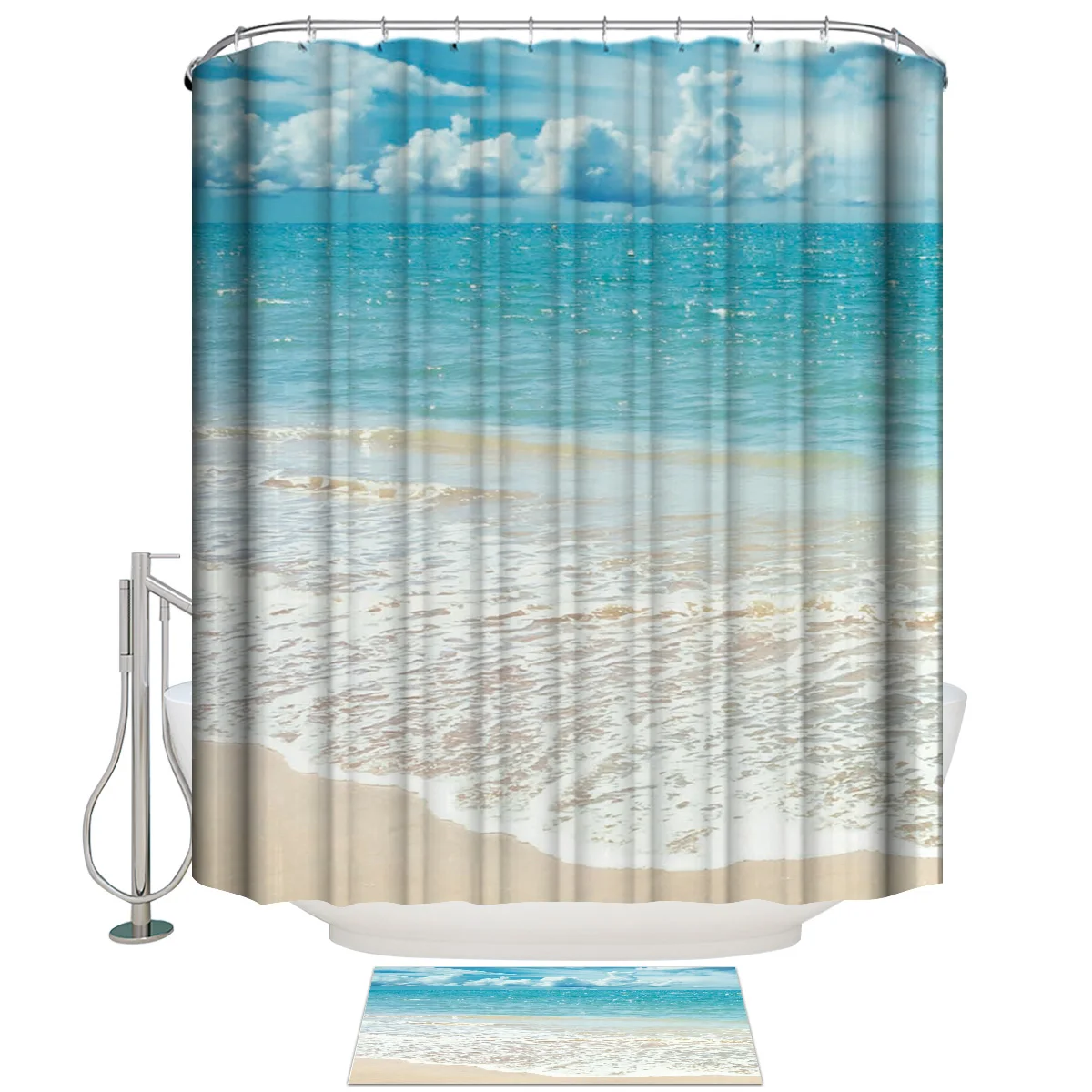 Набор из 2 предметов для ванной пляжный набор штор с ковриком и душевой