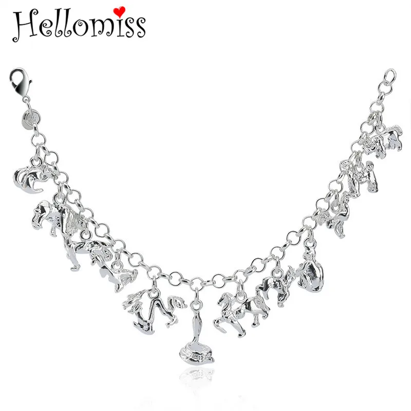 Женский браслет с подвеской зодиака серебряный в виде животного вечерние