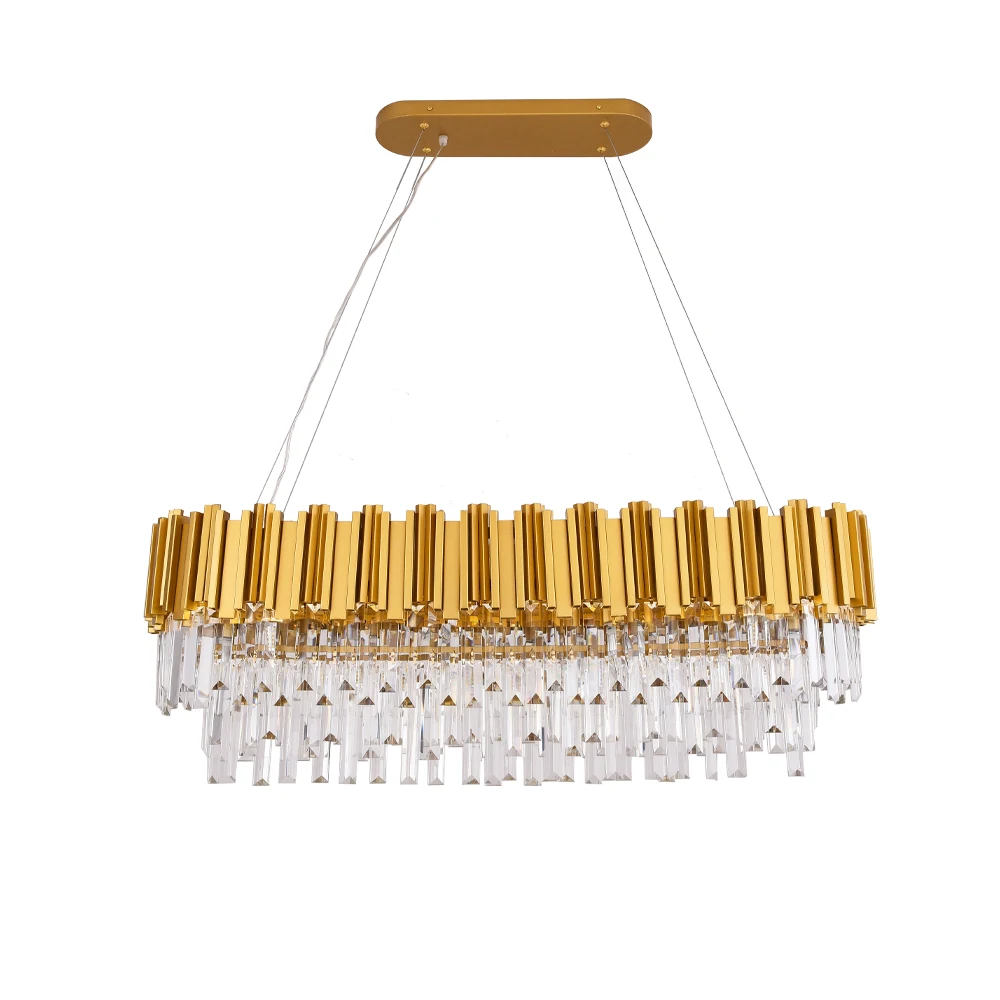 

New Arrival Gold Chandelier Light Modern Rectangle Lighting Fixtures Lustres Luminaire for Dining Living room Hotel Lamp