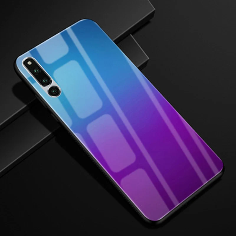 Для Huawei Honor Magic 2 Чехол градиентное закаленное стекло + чехол с мягкими краями для