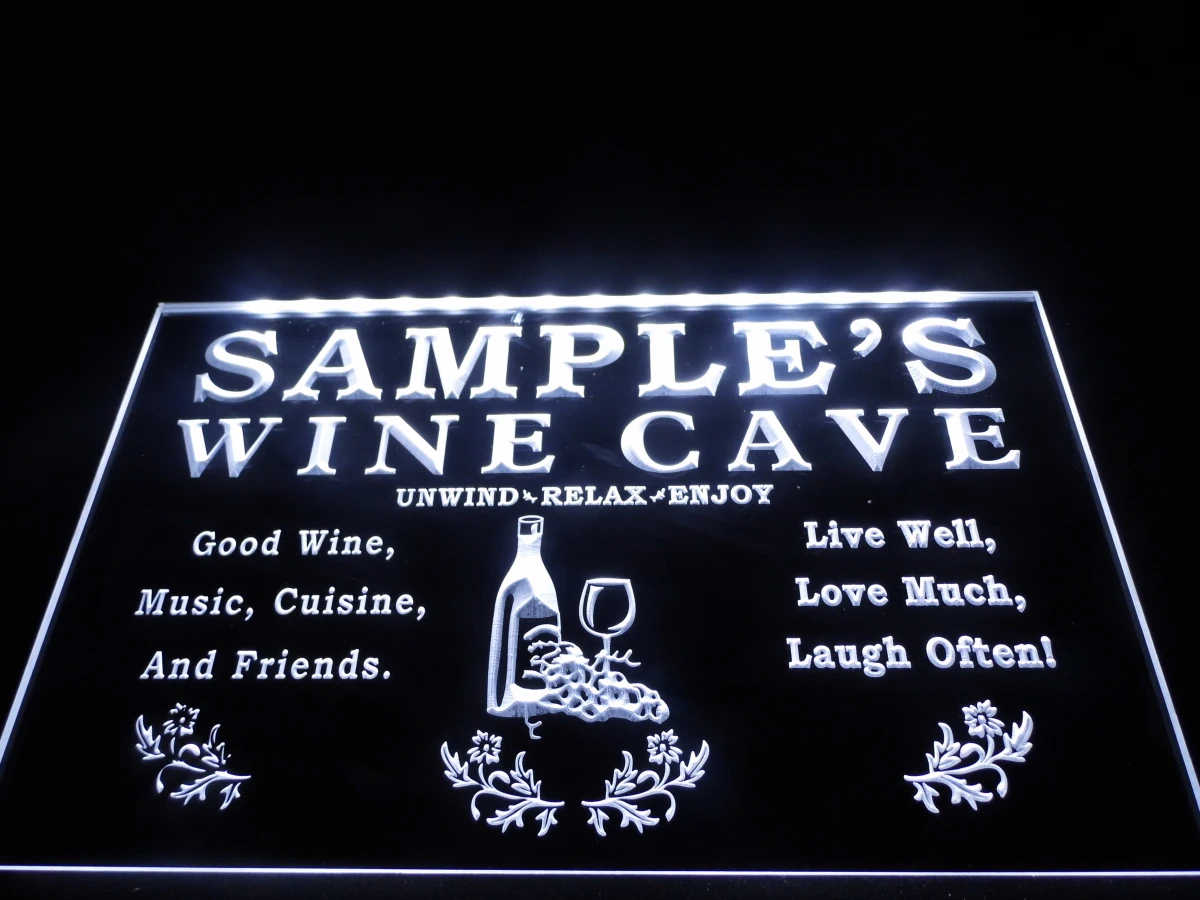 DZ053 Имя персонализированные пользовательские удача 'вино cave' светодиодный