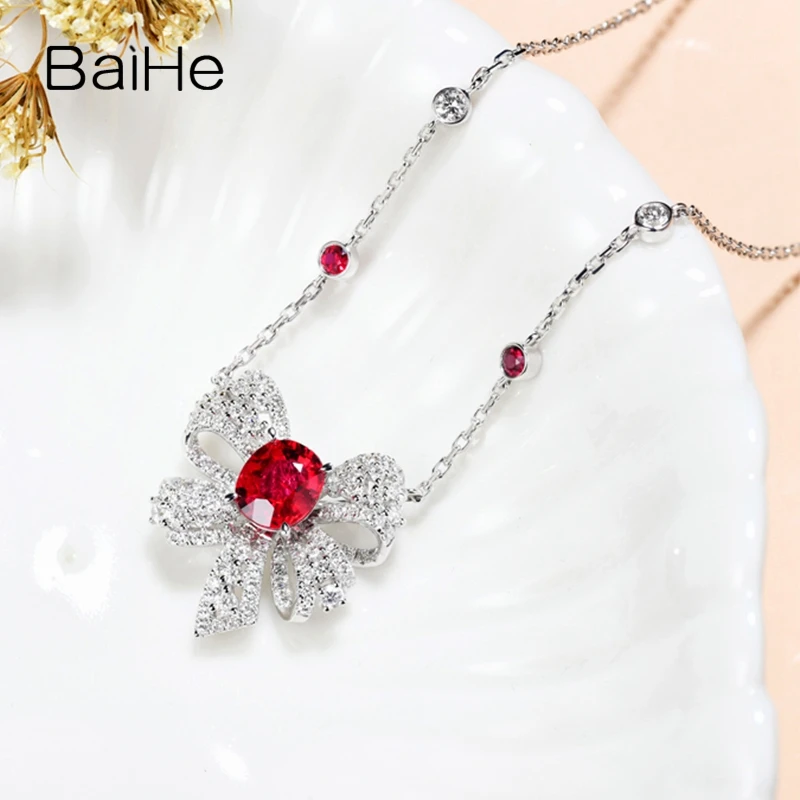 Ожерелье BAIHE из настоящего однотонного 18-каратного белого золота 1 4 карата